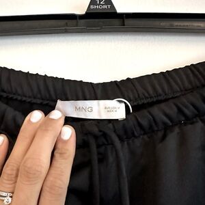 MANGO Silk Black Pants with elastic waist